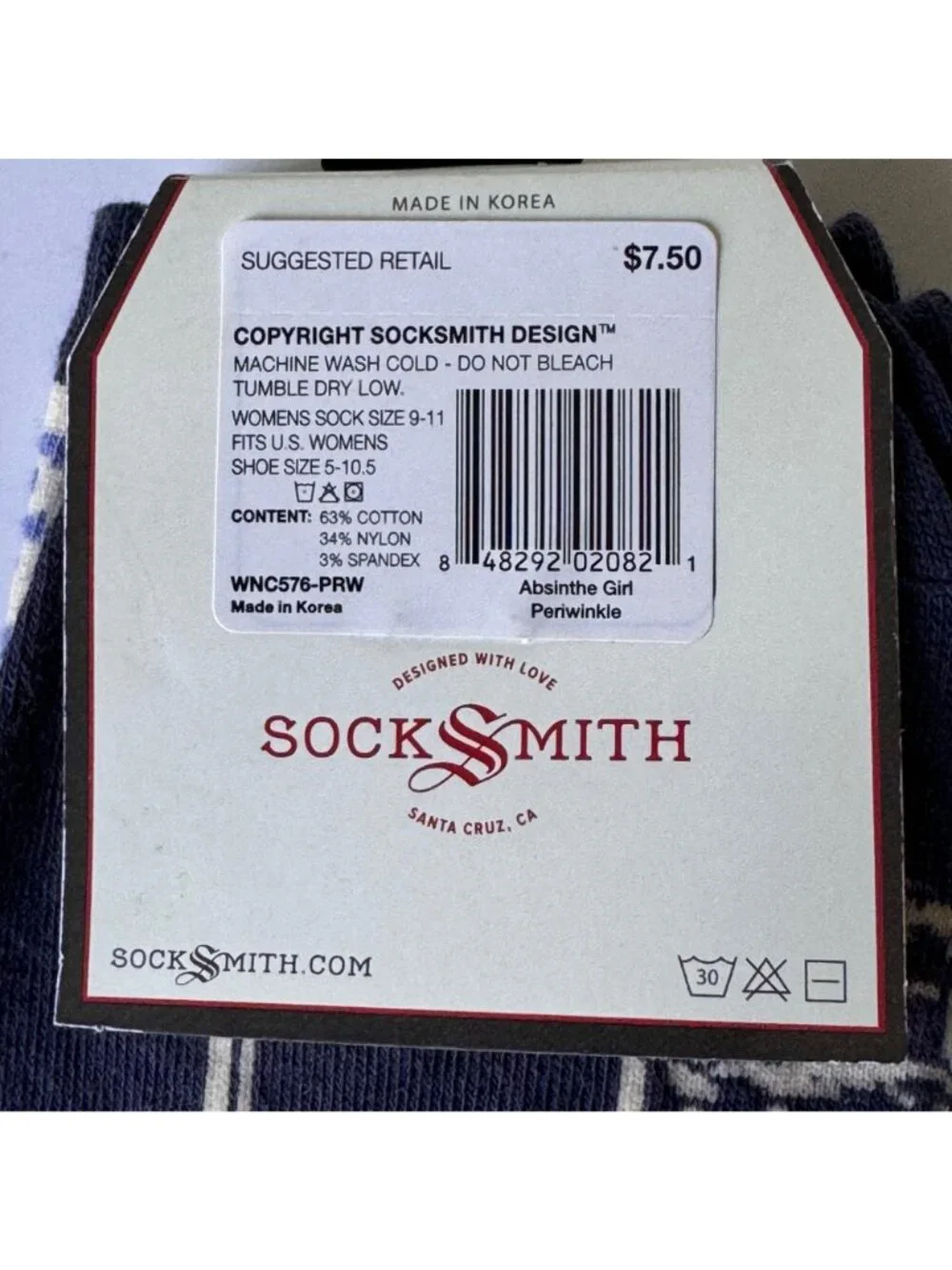 Socksmith Women Graphic Cotton Crew Socks Absinthe Girl One Size Fits Most New